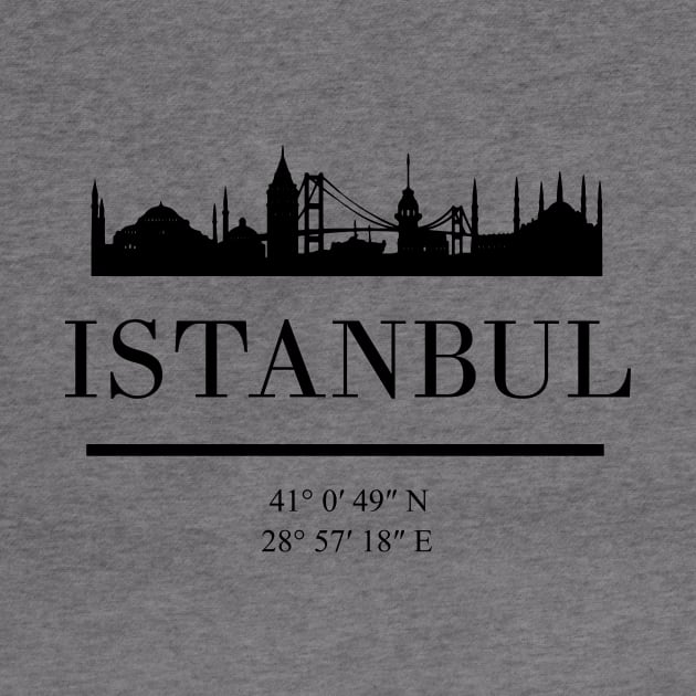 ISTANBUL TURKEY BLACK SILHOUETTE SKYLINE ART by deificusArt